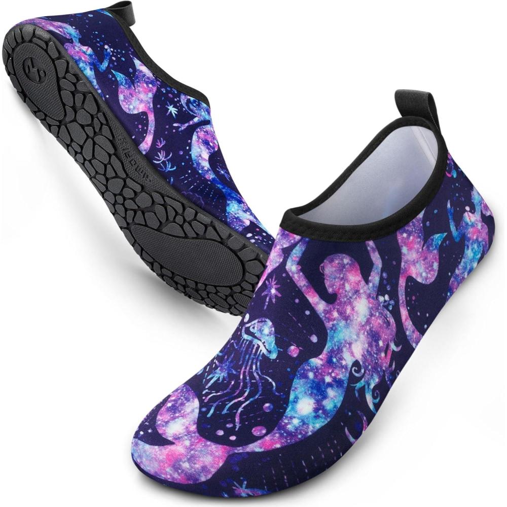 imageSIMARI Water Shoes for Women Men Swim Aqua Socks Beach Pool Essentials Barefoot Surf River Boat Kayak Sea Yoga Sand Exercise Sport Accessories Breathable QuickDry Adult Youth Kid Size SWS0011ymermaid Silhouette