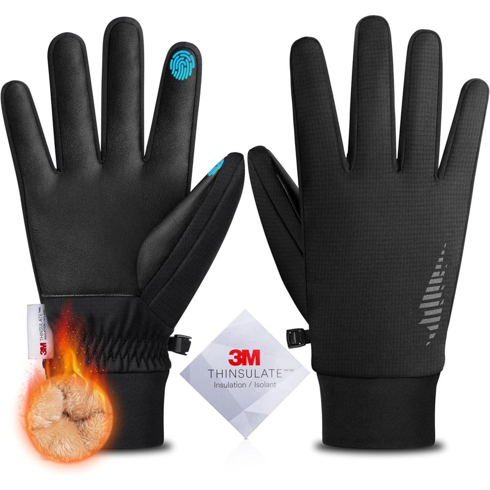 imageSIMARI Winter Gloves Men Women Warm Waterproof Thermal Ski Snow Touchscreen Glove for Cold Weather Running Skiing Riding Black Large