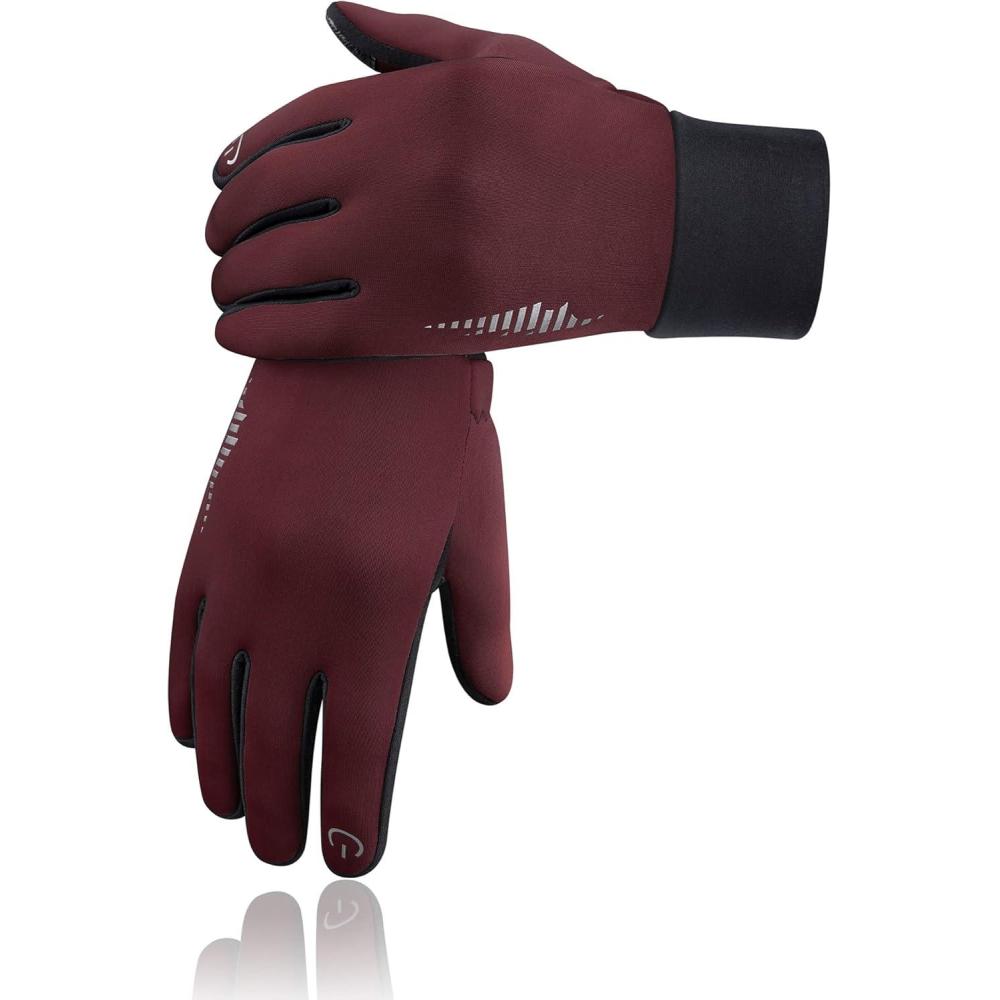 imageSIMARI Winter Gloves Women Men Ski Snow Gloves Liner Thermal Warm Touch Screen Suit for Running Cycling Biking Hiking Driving Walking Typing Freezer Work Sports Soccer Shooting Gaming 102Ruby Wine