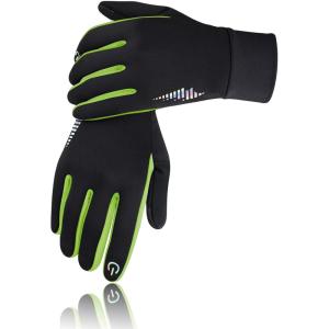 SIMARI Kids Winter Gloves Touchscreen Warm Thermal Water-Resistant for Boy Girl Running Cycling Snow Skiing in Cold Weather(Green Flash)