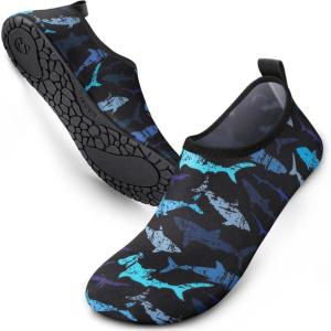 SIMARI Water Shoes Women Men Aqua Socks Beach Barefoot Quick Drying Aqua Aerobics Swim Pool Non Slip Outdoor Travel Essentials Surf River Lake Snorkeling Kayak Yoga Adult Youth(Shark)