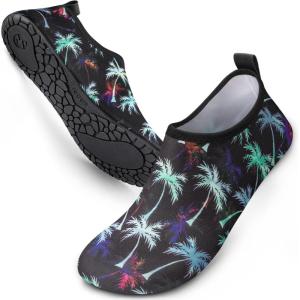 SIMARI Water Shoes Women Men Aqua Socks Beach Barefoot Quick Drying Aqua Aerobics Swim Pool Non Slip Outdoor Travel Essentials Surf River Lake Snorkeling Kayak Yoga Adult Youth(2f-coconut Tree)