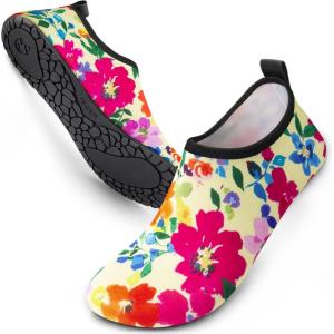 SIMARI Water Shoes Women Men Aqua Socks Beach Barefoot Quick Drying Aqua Aerobics Swim Pool Non Slip Outdoor Travel Essentials Surf River Lake Snorkeling Kayak Yoga Adult Youth(2j-floral)