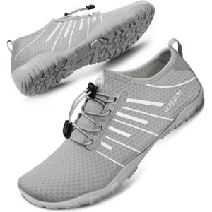 SIMARI Water Shoes for Women Men – Barefoot Quick-Dry Aqua Socks | Lightweight Swim Shoes for Surfing, Swimming, Beach Sports, Kayaking, Diving | Non-Slip Design(1v- Plain Gray)