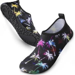 SIMARI Water Shoes for Women Men Swim Aqua Socks Beach Pool Essentials Barefoot Surf River Boat Kayak Sea Yoga Sand Exercise Sport Accessories Breathable Quick-Dry Adult Youth Kid Size SWS001(1j-coconut Tree)