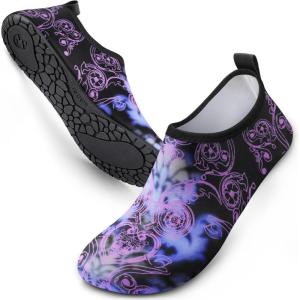 SIMARI Water Shoes for Women Men Swim Aqua Socks Beach Pool Essentials Barefoot Surf River Boat Kayak Sea Yoga Sand Exercise Sport Accessories Breathable Quick-Dry Adult Youth Kid Size SWS001(1v-paisley)