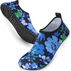SIMARI Water Shoes for Women Men Swim Aqua Socks Beach Pool Essentials Barefoot Surf River Boat Kayak Sea Yoga Sand Exercise Sport Accessories Breathable Quick-Dry Adult Youth Kid Size SWS001(1u-flora)
