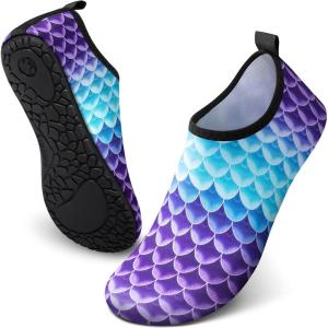 SIMARI Water Shoes for Women Men Swim Aqua Socks Beach Pool Essentials Barefoot Surf River Boat Kayak Sea Yoga Sand Exercise Sport Accessories Breathable Quick-Dry Adult Youth Kid Size SWS001(1k-mermaid Scale)