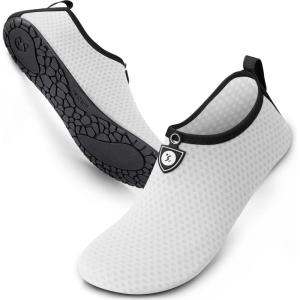SIMARI Water Shoes for Women Men Swim Aqua Socks Beach Pool Essentials Barefoot Surf River Boat Kayak Sea Yoga Sand Exercise Sport Accessories Breathable Quick-Dry Adult Youth Kid Size SWS001(1c-circular White)