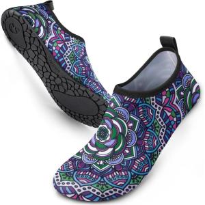 SIMARI Water Shoes for Women Men Swim Aqua Socks Beach Pool Essentials Barefoot Surf River Boat Kayak Sea Yoga Sand Exercise Sport Accessories Breathable Quick-Dry Adult Youth Kid Size SWS001(1o-floral Glass)