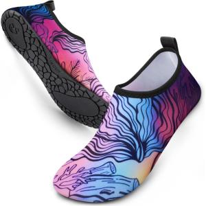 SIMARI Water Shoes for Women Men Swim Aqua Socks Beach Pool Essentials Barefoot Surf River Boat Kayak Sea Yoga Sand Exercise Sport Accessories Breathable Quick-Dry Adult Youth Kid Size SWS001(1n-coral at Sea)