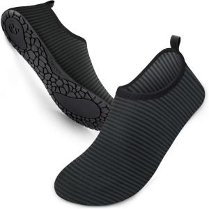SIMARI Water Shoes for Women Men Swim Aqua Socks Beach Pool Essentials Barefoot Surf River Boat Kayak Sea Yoga Sand Exercise Sport Accessories Breathable Quick-Dry Adult Youth Kid Size SWS001(6a-line Black)