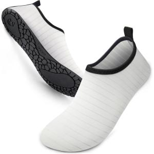 SIMARI Water Shoes for Women Men Swim Aqua Socks Beach Pool Essentials Barefoot Surf River Boat Kayak Sea Yoga Sand Exercise Sport Accessories Breathable Quick-Dry Adult Youth Kid Size SWS001(3c-stripe White)