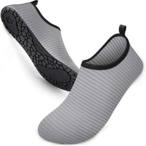 SIMARI Water Shoes for Women Men Swim Aqua Socks Beach Pool Essentials Barefoot Surf River Boat Kayak Sea Yoga Sand Exercise Sport Accessories Breathable Quick-Dry Adult Youth Kid Size SWS001(6d-line Grey)