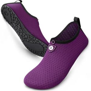 SIMARI Water Shoes for Women Men Swim Aqua Socks Beach Pool Essentials Barefoot Surf River Boat Kayak Sea Yoga Sand Exercise Sport Accessories Breathable Quick-Dry Adult Youth Kid Size SWS001(1e-circular Purple)