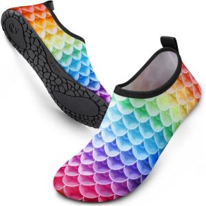 SIMARI Water Shoes for Women Men Swim Aqua Socks Beach Pool Essentials Barefoot Surf River Boat Kayak Sea Yoga Sand Exercise Sport Accessories Breathable Quick-Dry Adult Youth Kid Size SWS001(1m-mermaid Scale)