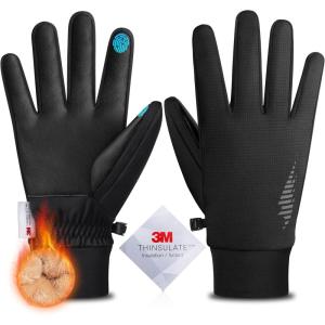 SIMARI Winter Gloves Men Women Warm Waterproof Thermal Ski Snow Touchscreen Glove for Cold Weather, Running, Skiing, Riding, Black, Large
