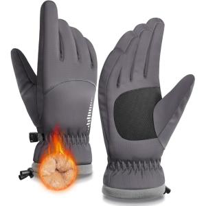 SIMARI Winter Waterproof Warm Gloves Women Men with Touchscreen Fingers, Ski Snow Windproof for Cold Weather Thermal, for Running Hiking Driving Cycling Outdoor Sports Daily Work(Gray)
