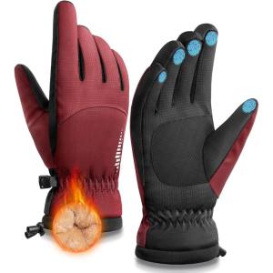 SIMARI Winter Waterproof Warm Gloves Women Men with Touchscreen Fingers, Ski Snow Windproof for Cold Weather Thermal, for Running Hiking Driving Cycling Outdoor Sports Daily Work(Ruby Wine)