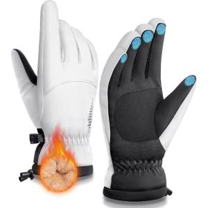 SIMARI Winter Waterproof Warm Gloves Women Men with Touchscreen Fingers, Ski Snow Windproof for Cold Weather Thermal, for Running Hiking Driving Cycling Outdoor Sports Daily Work(White)