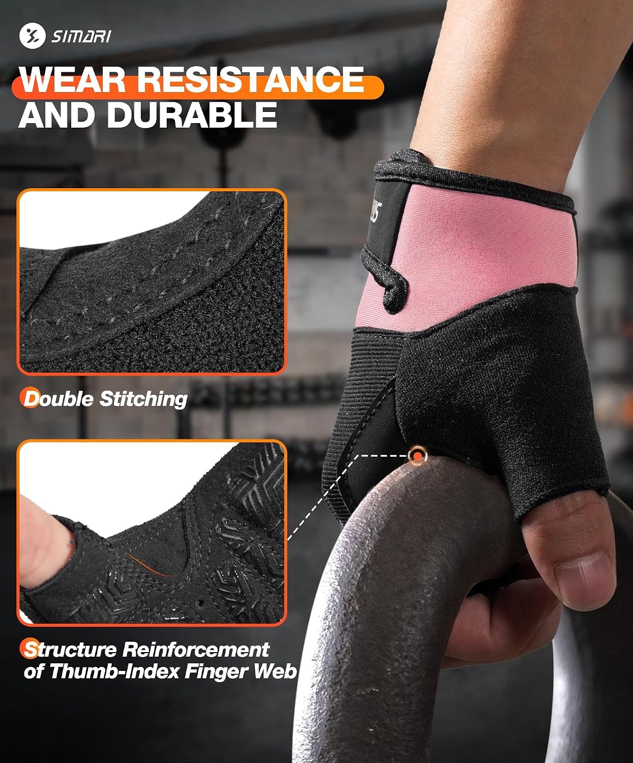 image:imageSIMARI Breathable Workout Gloves with Cushion PadGripReduce Calluses Weight Lifting Gloves for Gym Exercise Cycling Weightlifting Training Fitness Pilates Kayaking Gift for Men amp Women2Pink