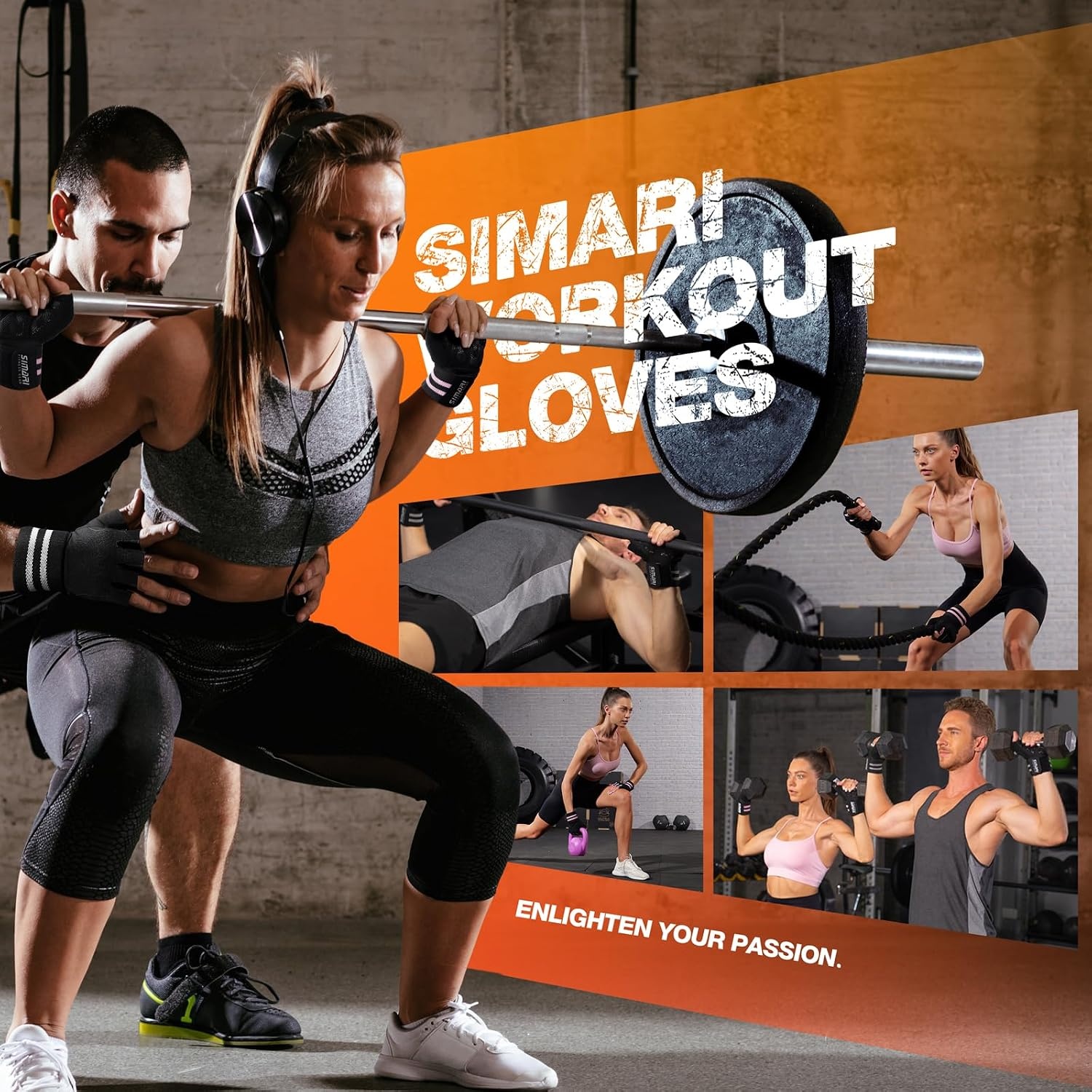 image:imageSIMARI Breathable Workout Gloves with Cushion PadGripReduce Calluses Weight Lifting Gloves for Gym Exercise Cycling Weightlifting Training Fitness Pilates Kayaking Gift for Men amp Women5Black Gray