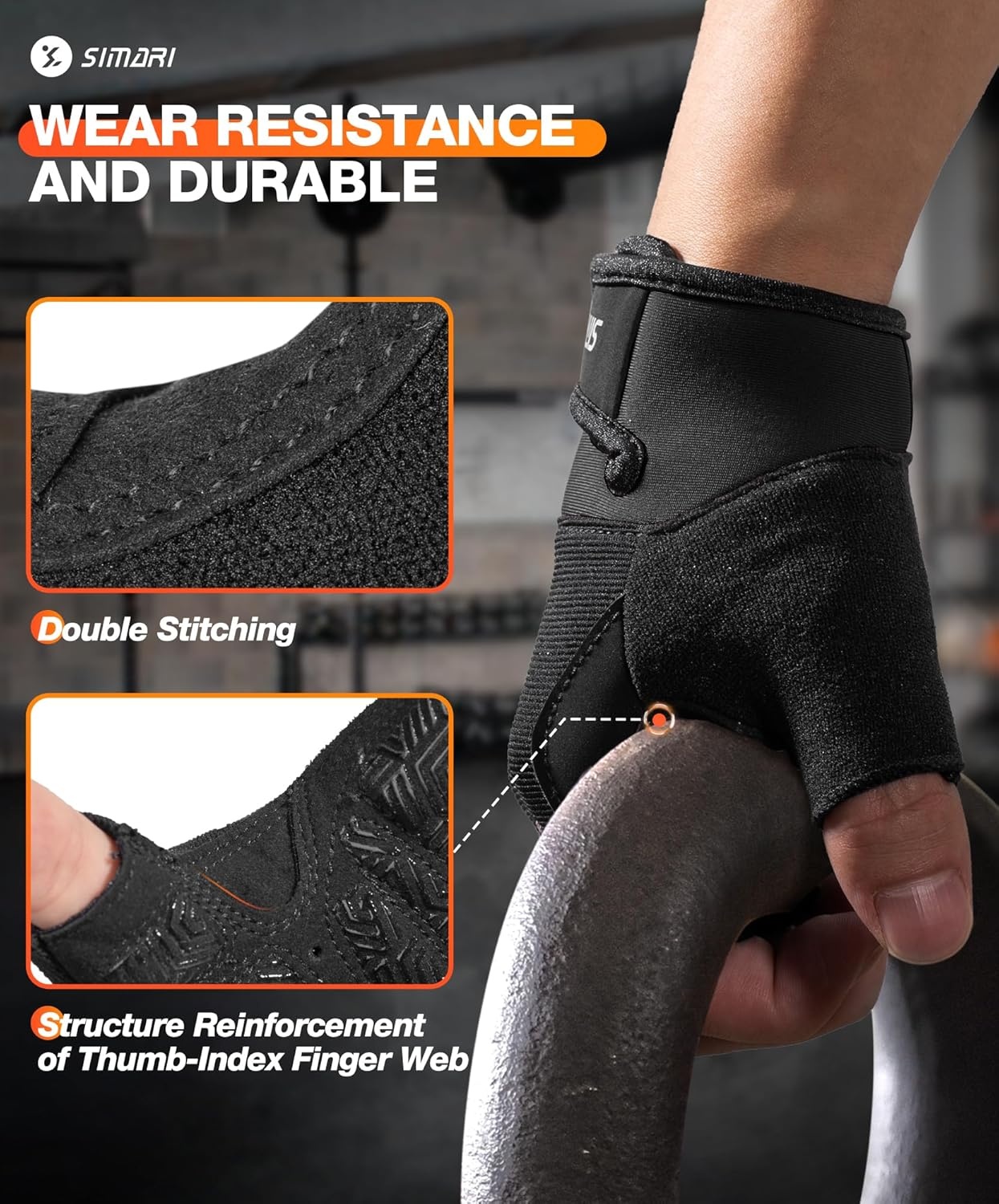 image:imageSIMARI Breathable Workout Gloves with Cushion PadGripReduce Calluses Weight Lifting Gloves for Gym Exercise Cycling Weightlifting Training Fitness Pilates Kayaking Gift for Men amp Women1Black