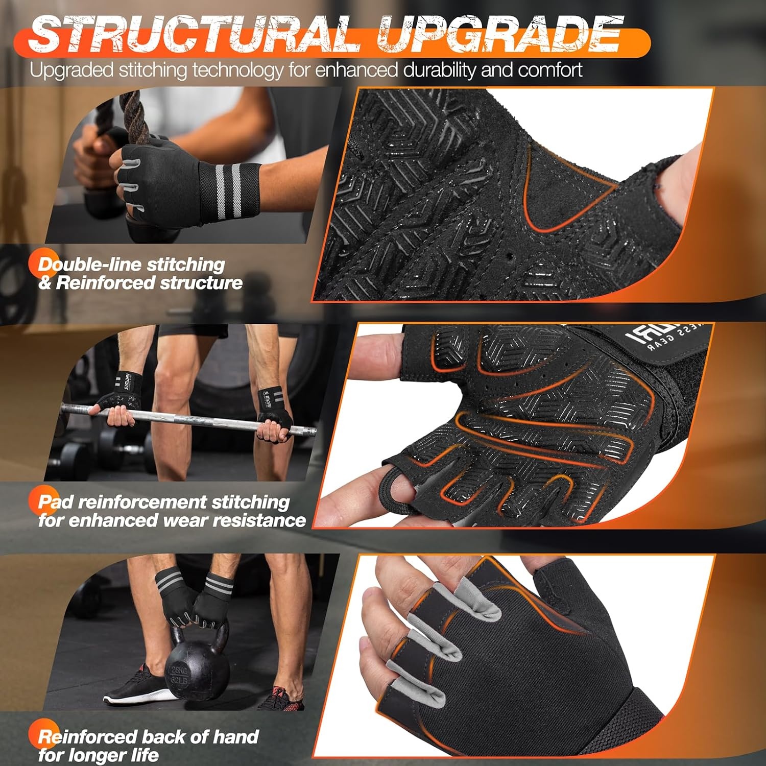 image:imageSIMARI Breathable Workout Gloves with Cushion PadGripReduce Calluses Weight Lifting Gloves for Gym Exercise Cycling Weightlifting Training Fitness Pilates Kayaking Gift for Men amp Women5Black Gray
