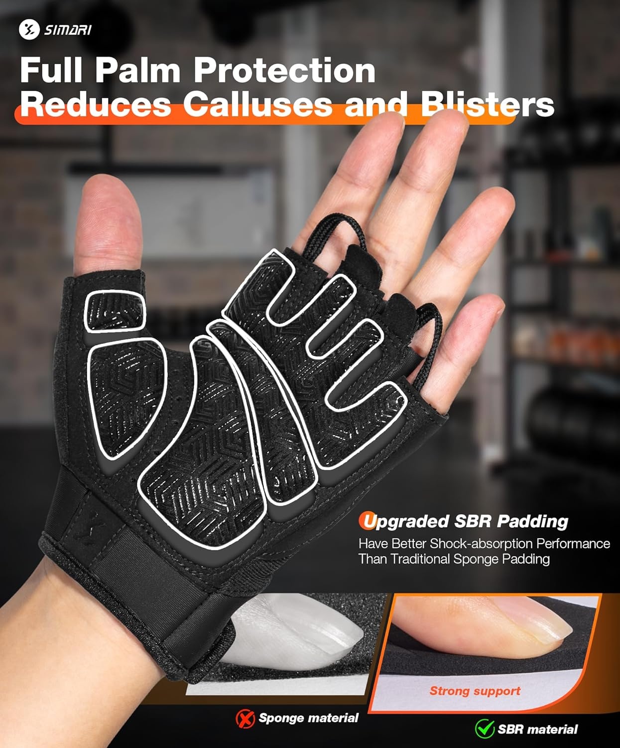 image:imageSIMARI Breathable Workout Gloves with Cushion PadGripReduce Calluses Weight Lifting Gloves for Gym Exercise Cycling Weightlifting Training Fitness Pilates Kayaking Gift for Men amp Women1Black