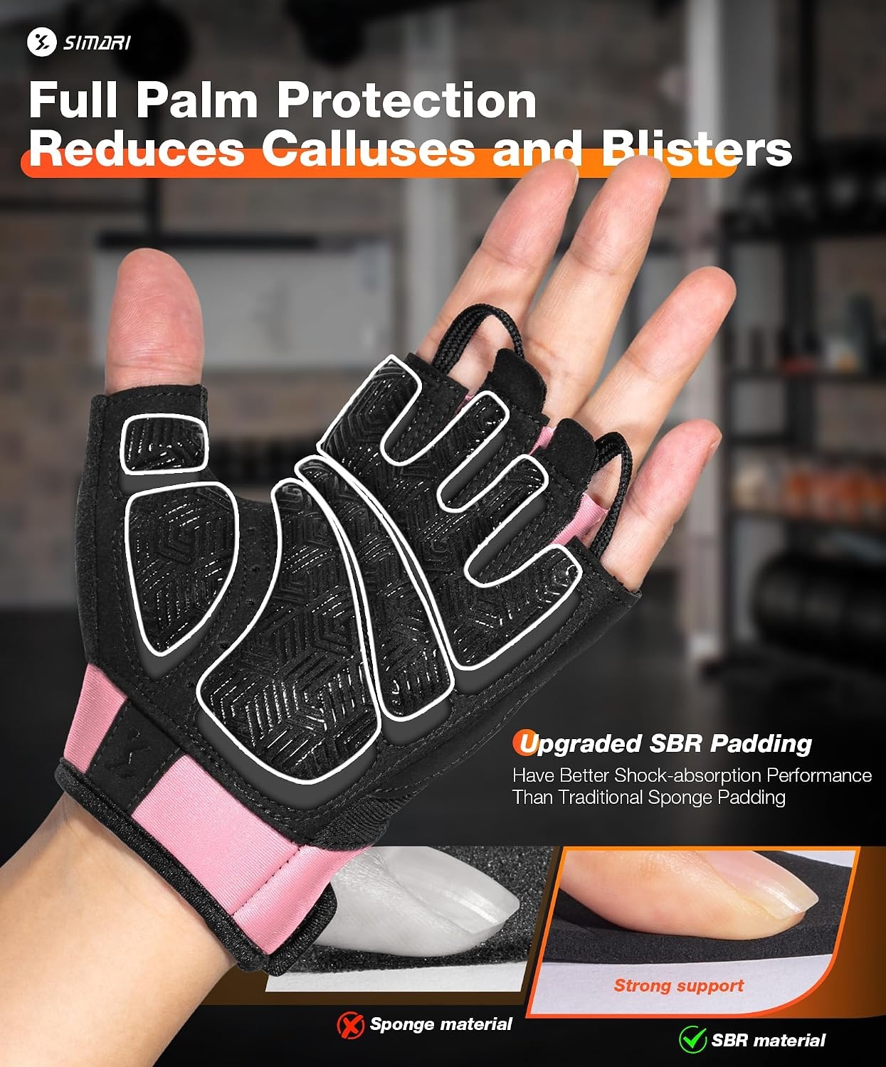 image:imageSIMARI Breathable Workout Gloves with Cushion PadGripReduce Calluses Weight Lifting Gloves for Gym Exercise Cycling Weightlifting Training Fitness Pilates Kayaking Gift for Men amp Women2Pink