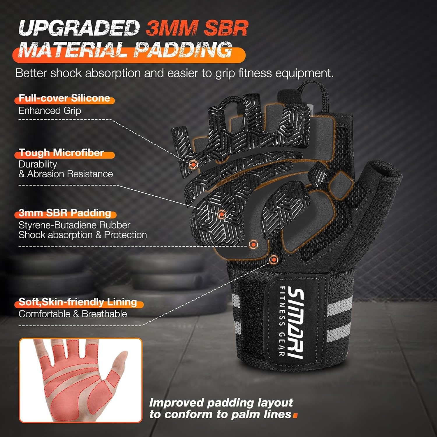 image:imageSIMARI Breathable Workout Gloves with Cushion PadGripReduce Calluses Weight Lifting Gloves for Gym Exercise Cycling Weightlifting Training Fitness Pilates Kayaking Gift for Men amp Women5Black Gray