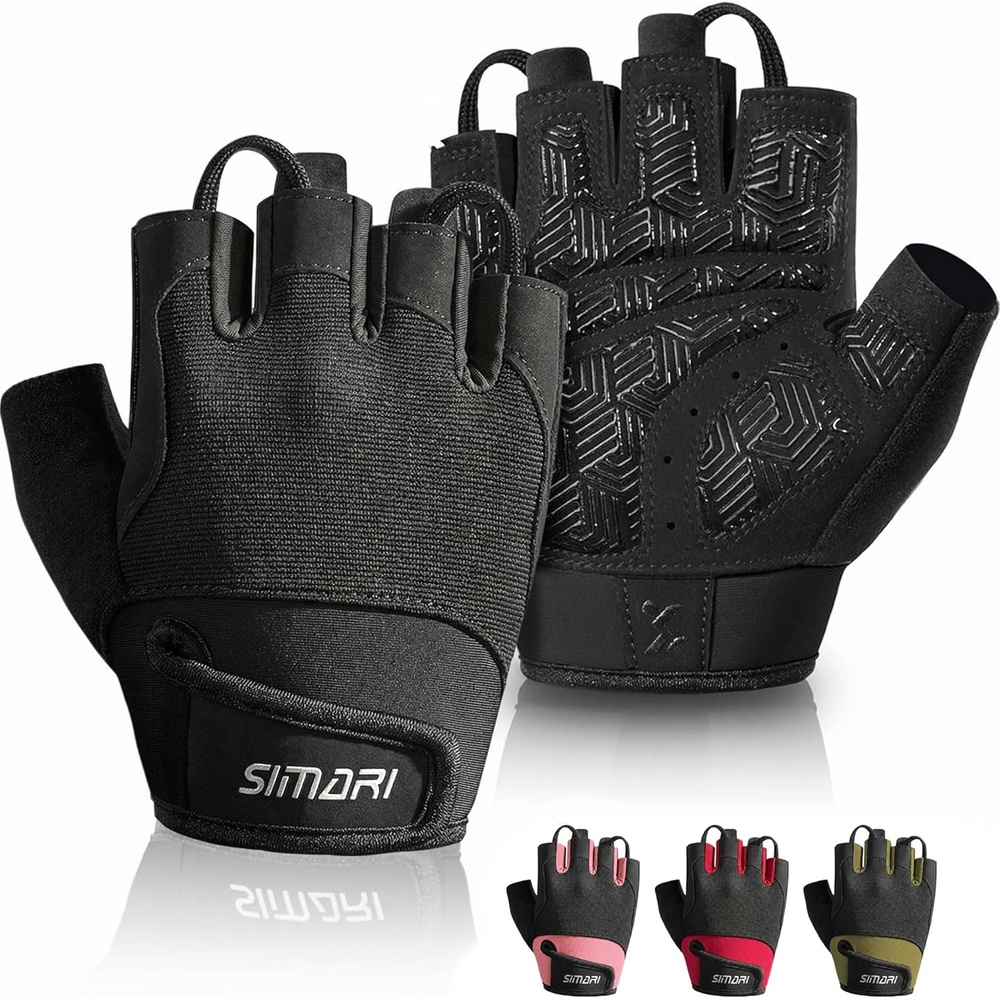 image:imageSIMARI Breathable Workout Gloves with Cushion PadGripReduce Calluses Weight Lifting Gloves for Gym Exercise Cycling Weightlifting Training Fitness Pilates Kayaking Gift for Men amp Women1Black