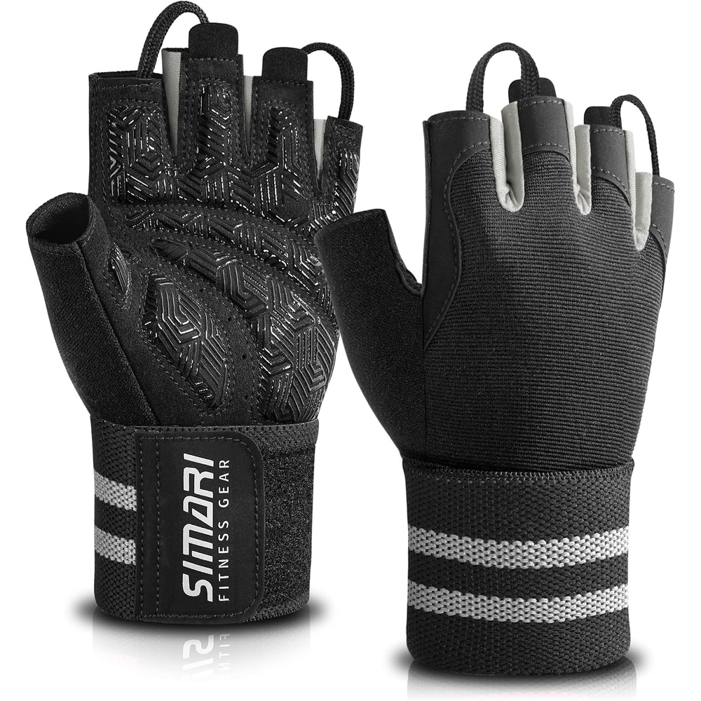 image:imageSIMARI Breathable Workout Gloves with Cushion PadGripReduce Calluses Weight Lifting Gloves for Gym Exercise Cycling Weightlifting Training Fitness Pilates Kayaking Gift for Men amp Women5Black Gray