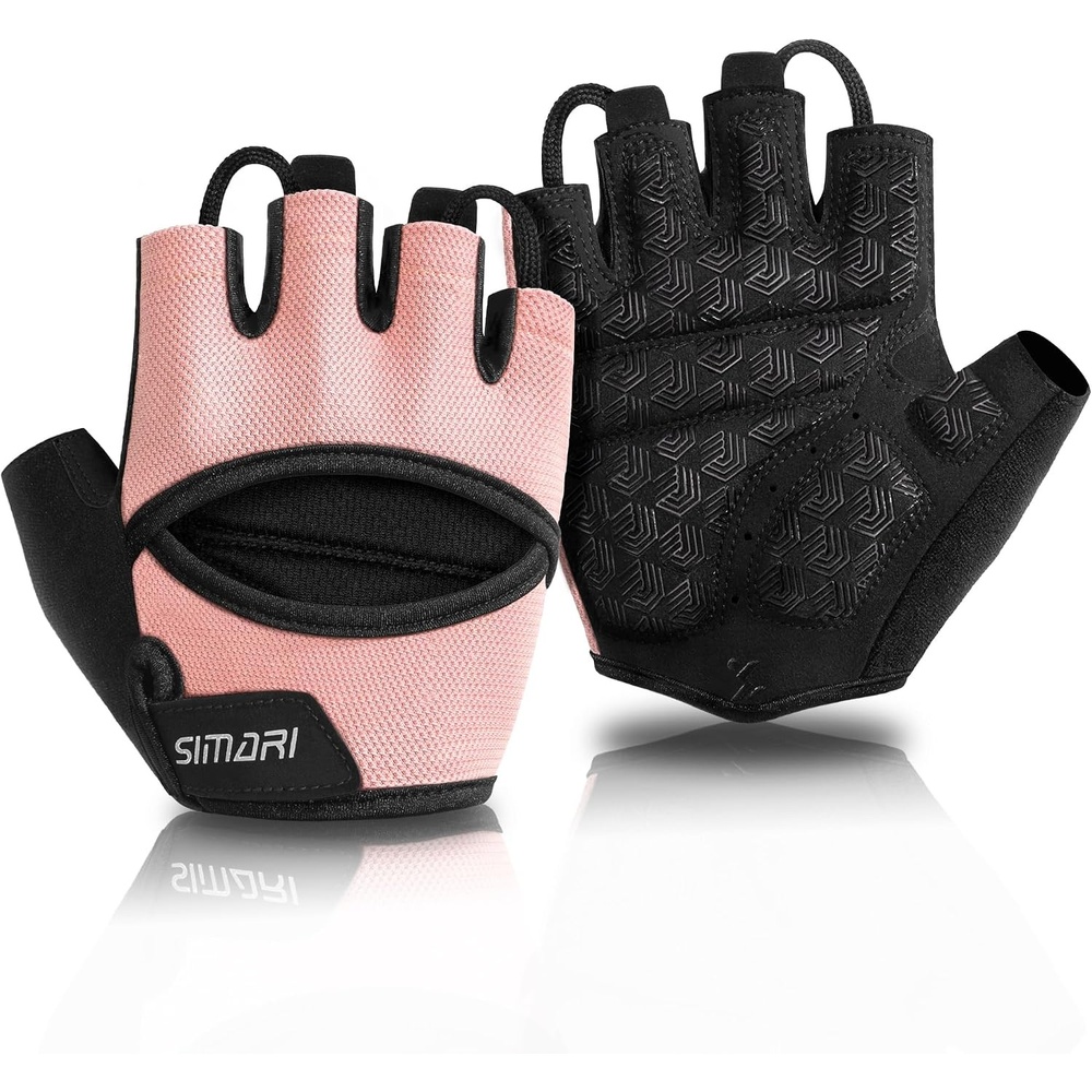 image:imageSIMARI Workout Gym Gloves for Men Women Weight Lifting Gloves with Wrist Wrap Support SBR Pad Grip for Full Palm Protection for Exercise Fitness Dumbbells Barbell Climbing FingerlessSPink1a
