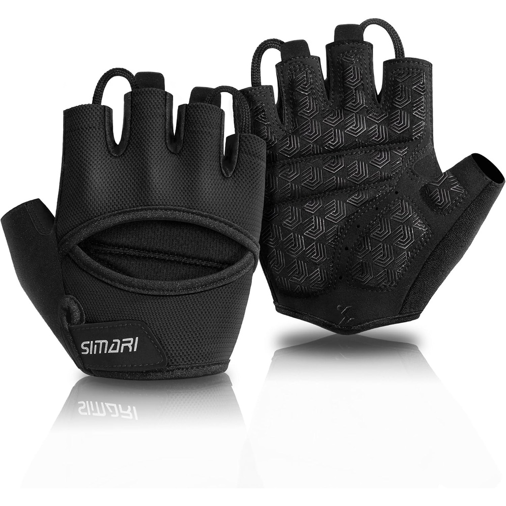 image:imageSIMARI Workout Gym Gloves for Men Women Weight Lifting Gloves with Wrist Wrap Support SBR Pad Grip for Full Palm Protection for Exercise Fitness Dumbbells Barbell Climbing FingerlessTBlack1a