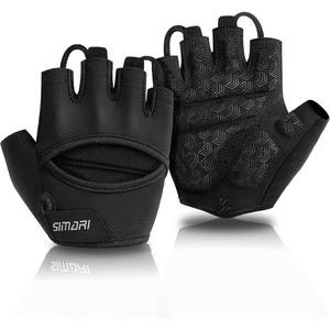 SIMARI Workout Gym Gloves for Men Women, Weight Lifting Gloves with Wrist Wrap Support, SBR Pad Grip for Full Palm Protection, for Exercise, Fitness, Dumbbells, Barbell, Climbing, Fingerless(T-Black-1a)