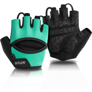 SIMARI Workout Gym Gloves for Men Women, Weight Lifting Gloves with Wrist Wrap Support, SBR Pad Grip for Full Palm Protection, for Exercise, Fitness, Dumbbells, Barbell, Climbing, Fingerless(U-Cyan-1a)