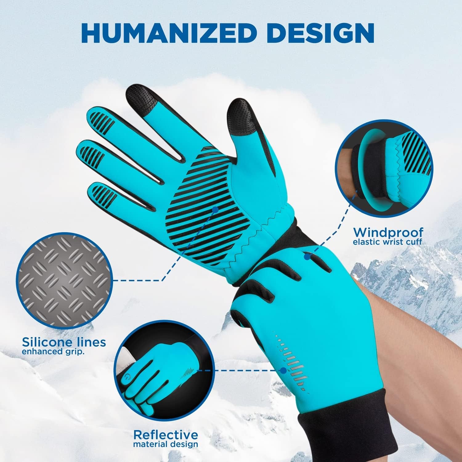 image:imageSIMARI Winter Gloves for Women Men Cold Weather Thermal Touch Screen Ski Snow Glove Liners NonSlip Palm amp Warm Fleece Lined for Running Cycling Driving Hiking Walking Sports Outdoor Texting WorkNorse Blue