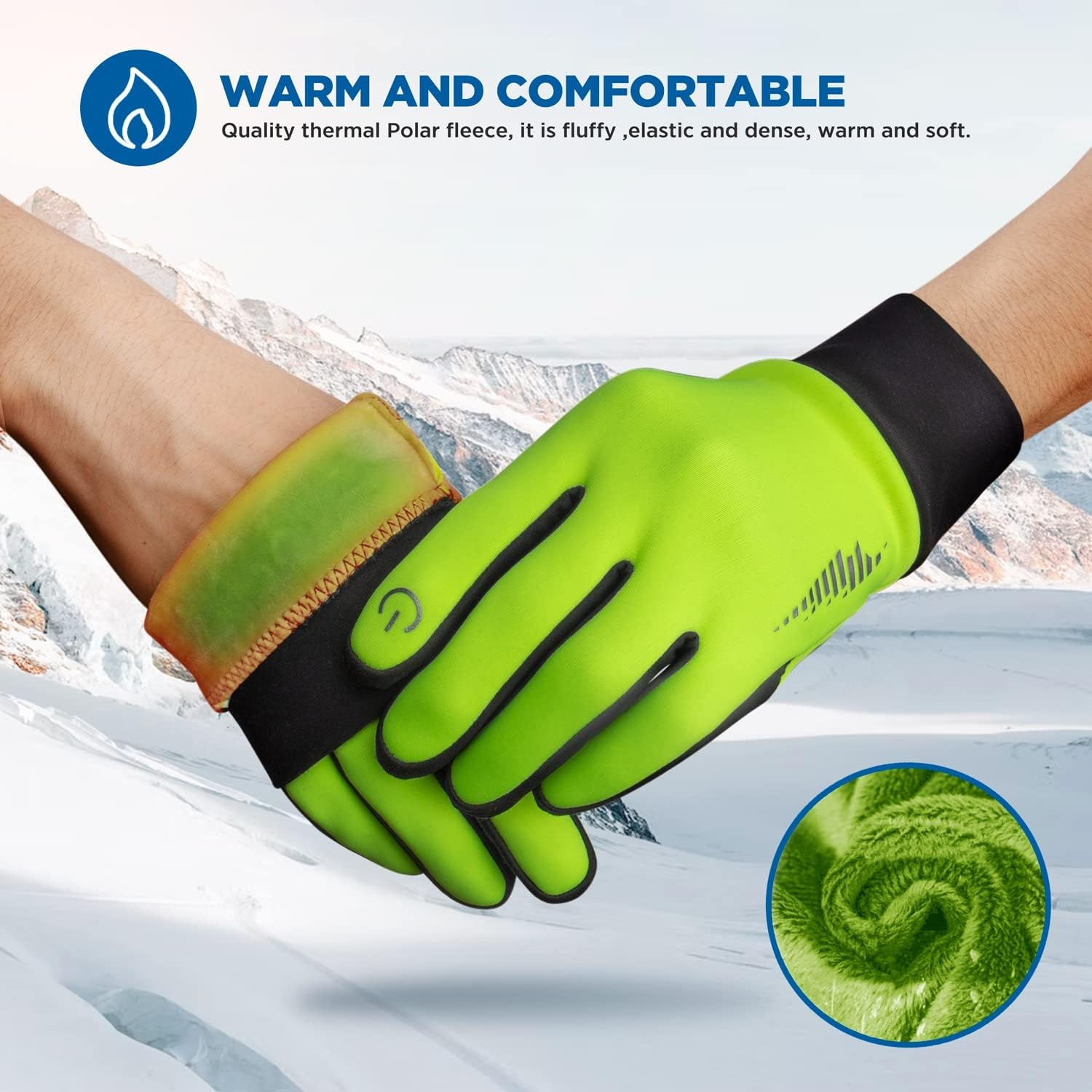image:imageSIMARI Winter Gloves for Women Men Cold Weather Thermal Touch Screen Ski Snow Glove Liners NonSlip Palm amp Warm Fleece Lined for Running Cycling Driving Hiking Walking Sports Outdoor Texting WorkLightLime