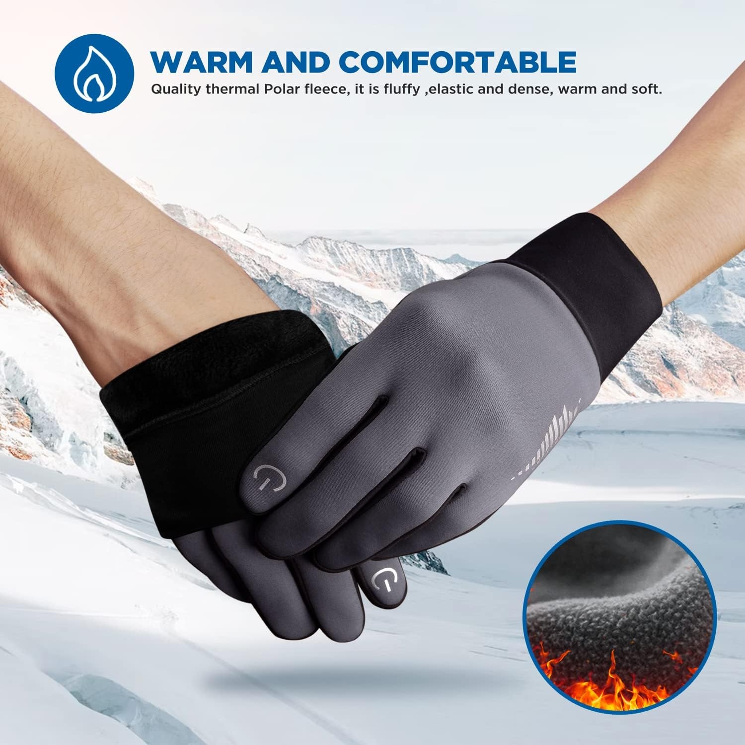 image:imageSIMARI Winter Gloves for Women Men Cold Weather Thermal Touch Screen Ski Snow Glove Liners NonSlip Palm amp Warm Fleece Lined for Running Cycling Driving Hiking Walking Sports Outdoor Texting WorkGlacier Gray