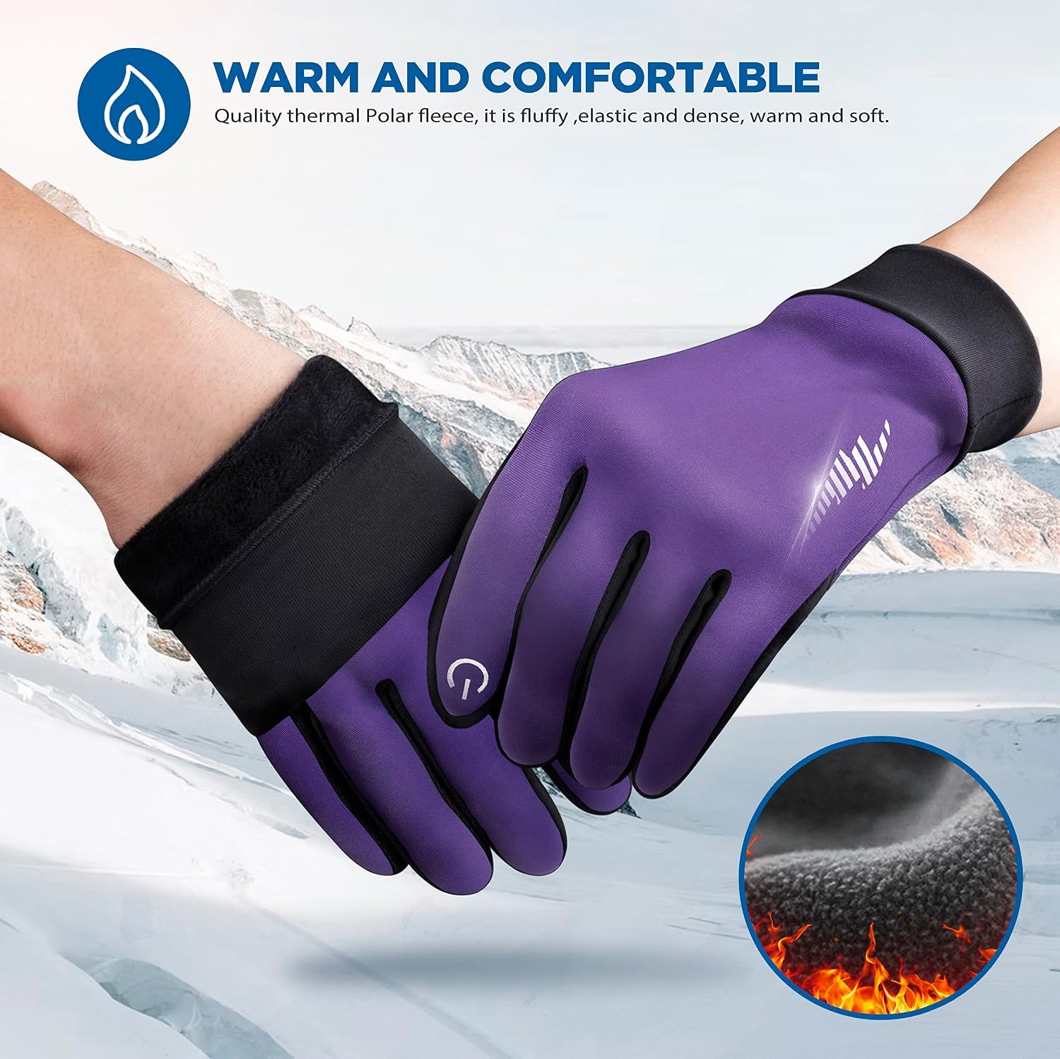 image:imageSIMARI Winter Gloves for Women Men Cold Weather Thermal Touch Screen Ski Snow Glove Liners NonSlip Palm amp Warm Fleece Lined for Running Cycling Driving Hiking Walking Sports Outdoor Texting WorkRoyal Purple