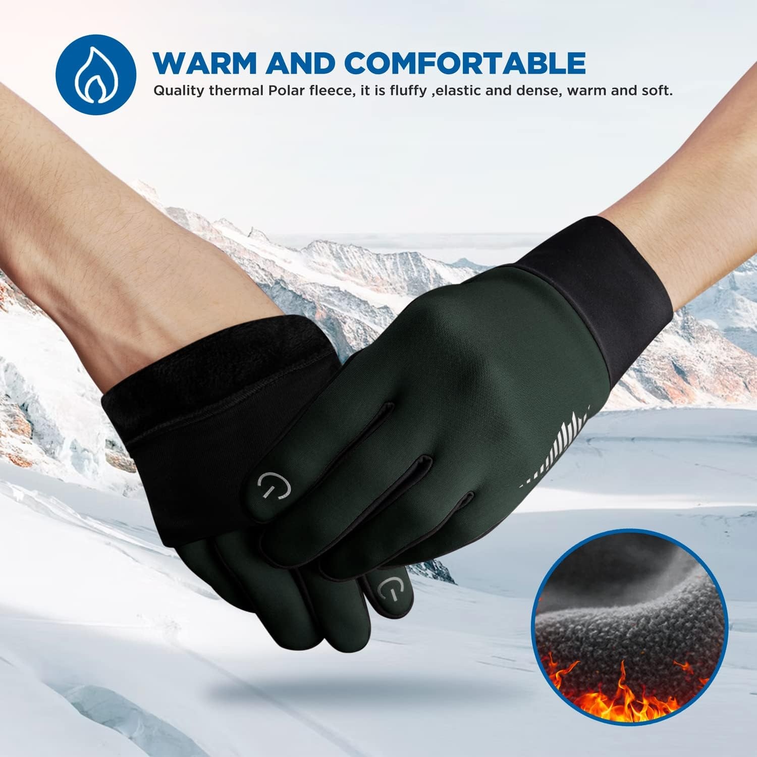 image:imageSIMARI Winter Gloves for Women Men Cold Weather Thermal Touch Screen Ski Snow Glove Liners NonSlip Palm amp Warm Fleece Lined for Running Cycling Driving Hiking Walking Sports Outdoor Texting WorkPine Green
