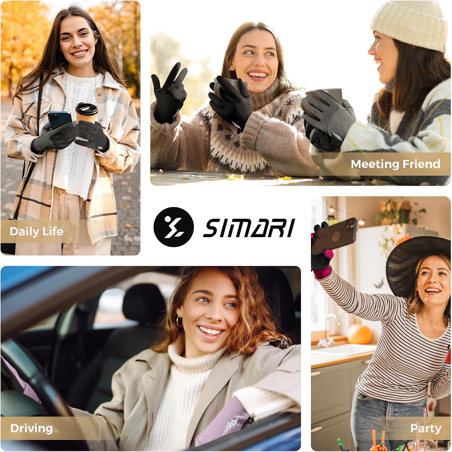 image:imageSIMARI Winter Gloves for Women TouchScreen WaterResistant Warm Thermal Gloves for Cold Weather Running Hiking DrivingBlack