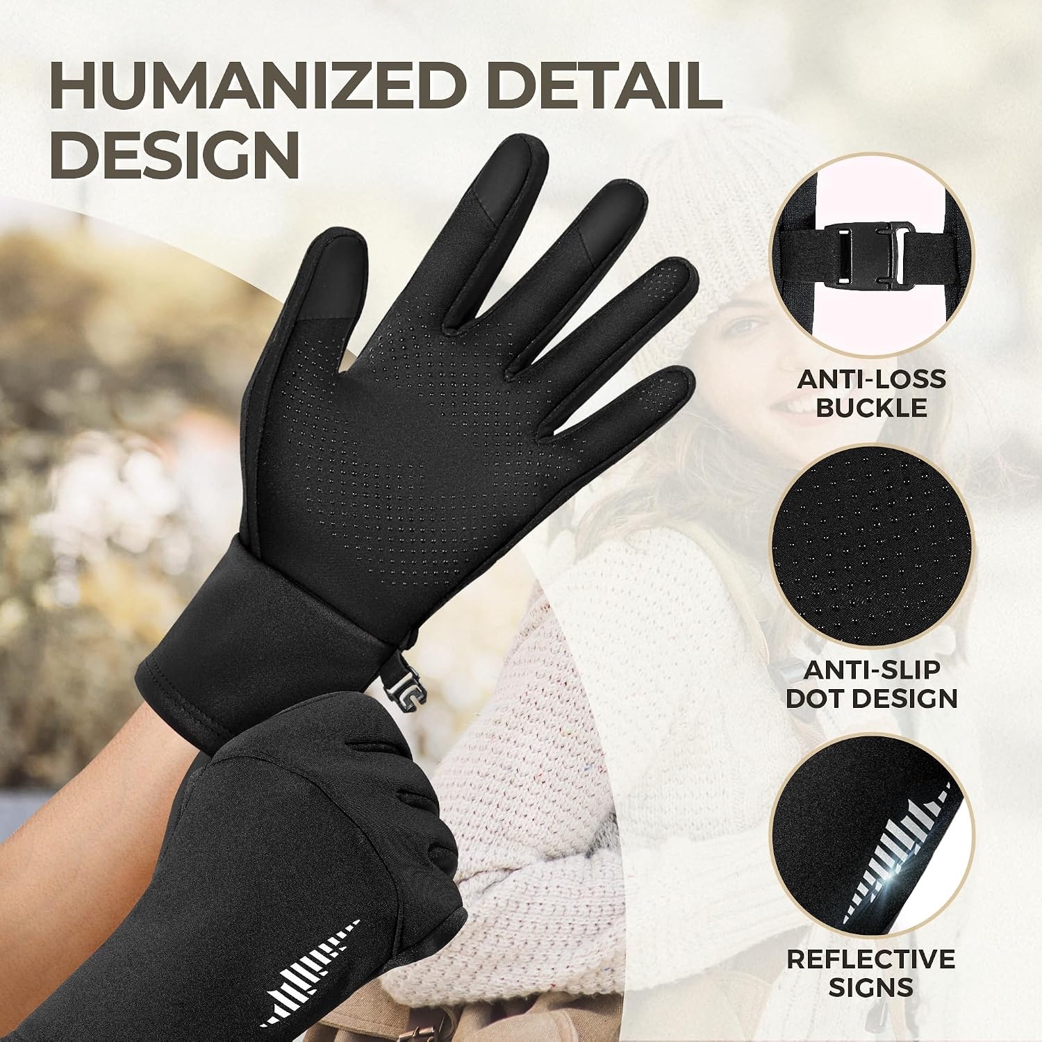 image:imageSIMARI Winter Gloves for Women TouchScreen WaterResistant Warm Thermal Gloves for Cold Weather Running Hiking DrivingBlack