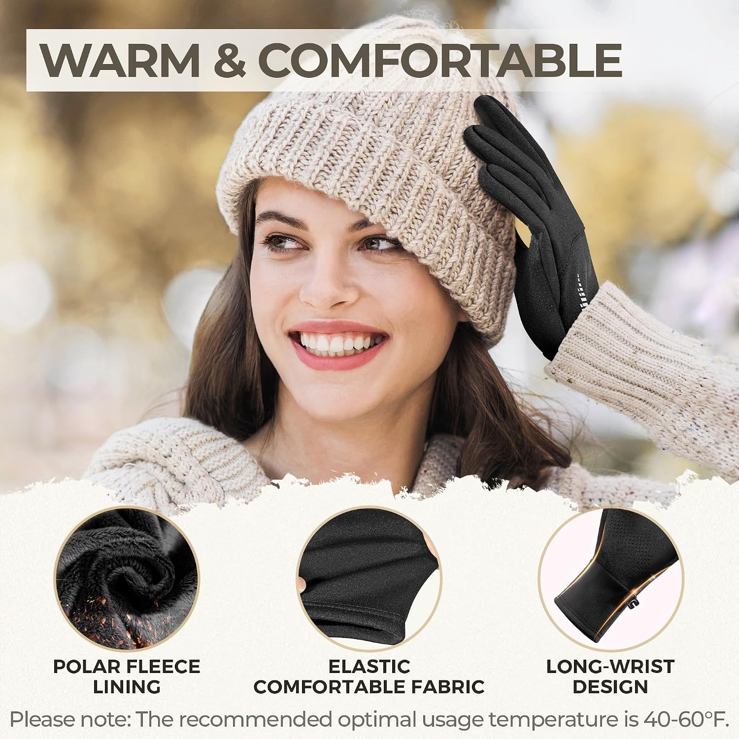 image:imageSIMARI Winter Gloves for Women TouchScreen WaterResistant Warm Thermal Gloves for Cold Weather Running Hiking DrivingBlack