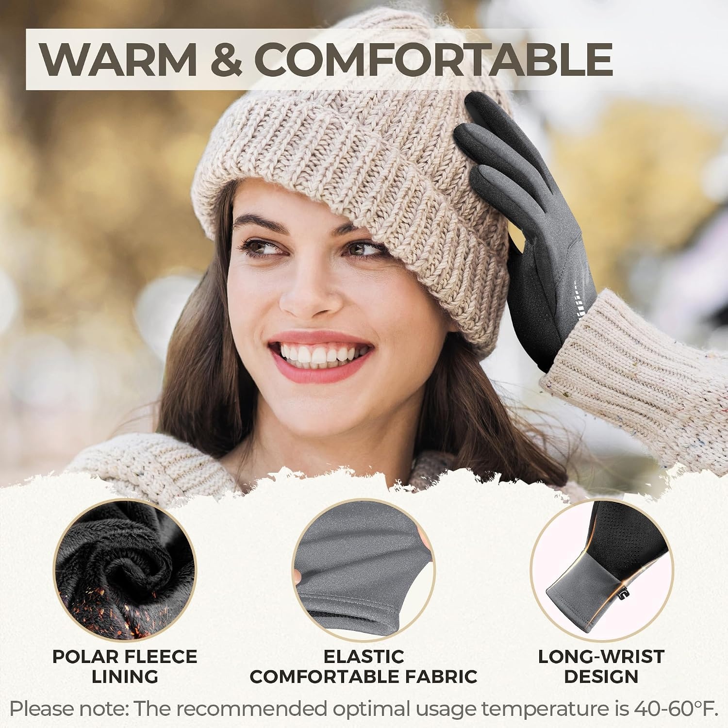 image:imageSIMARI Winter Gloves for Women TouchScreen WaterResistant Warm Thermal Gloves for Cold Weather Running Hiking DrivingGrey