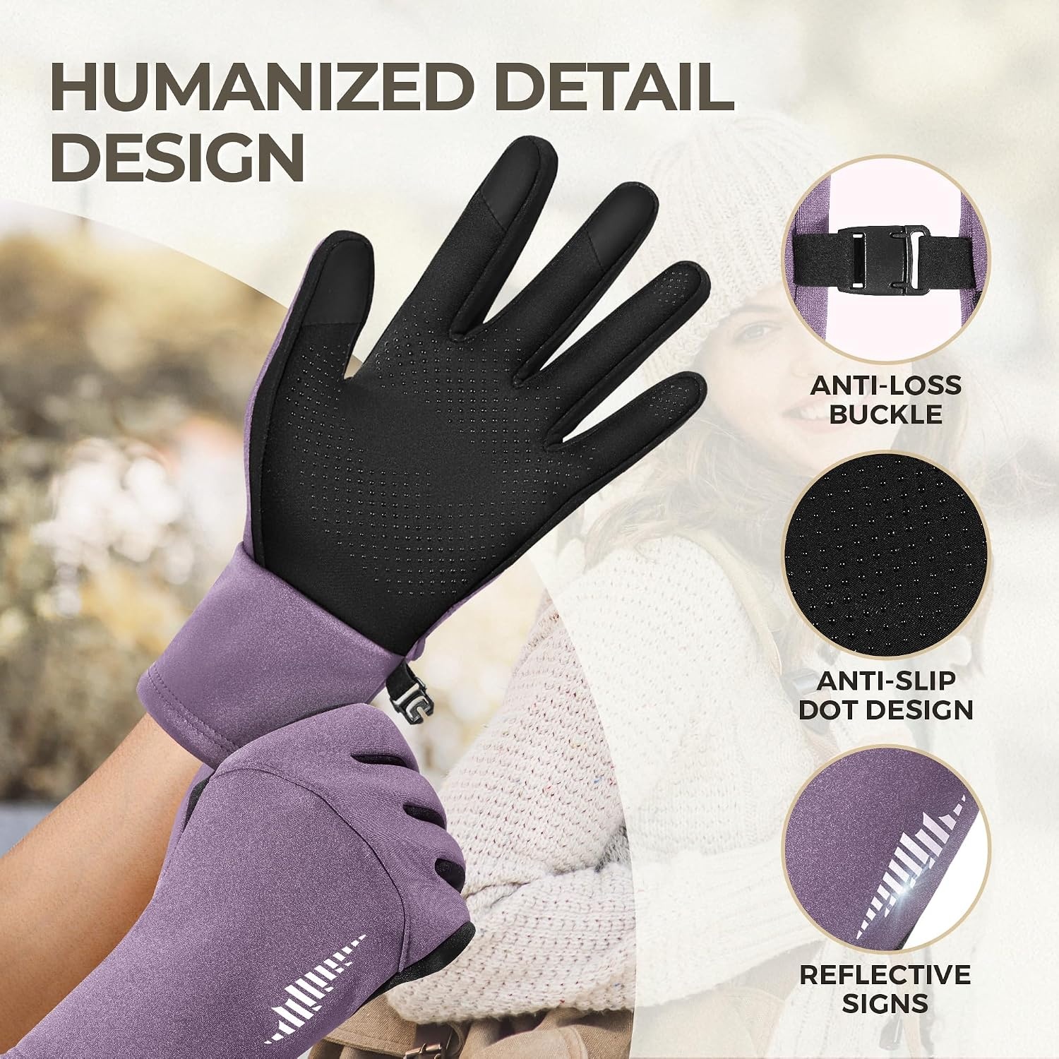 image:imageSIMARI Winter Gloves for Women TouchScreen WaterResistant Warm Thermal Gloves for Cold Weather Running Hiking DrivingPurple