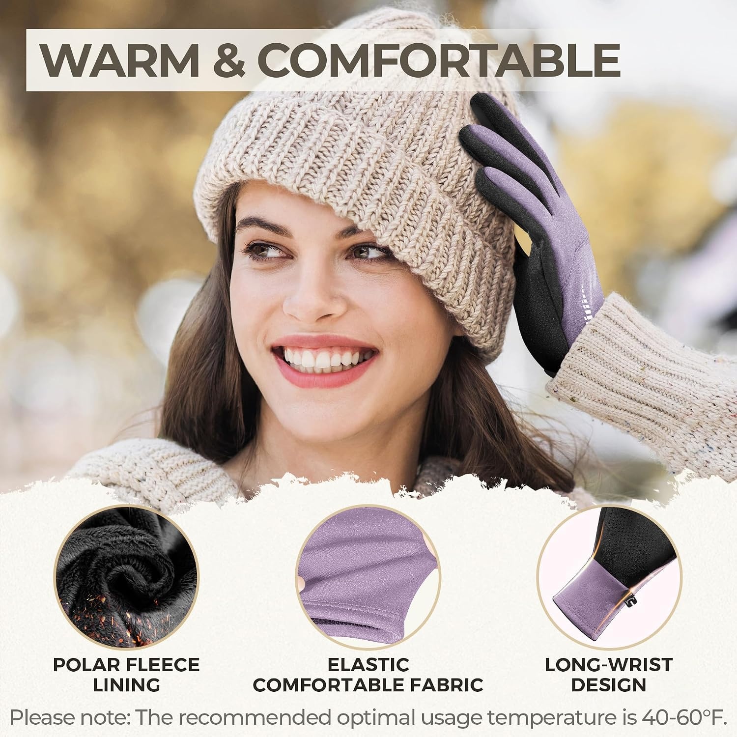 image:imageSIMARI Winter Gloves for Women TouchScreen WaterResistant Warm Thermal Gloves for Cold Weather Running Hiking DrivingPurple