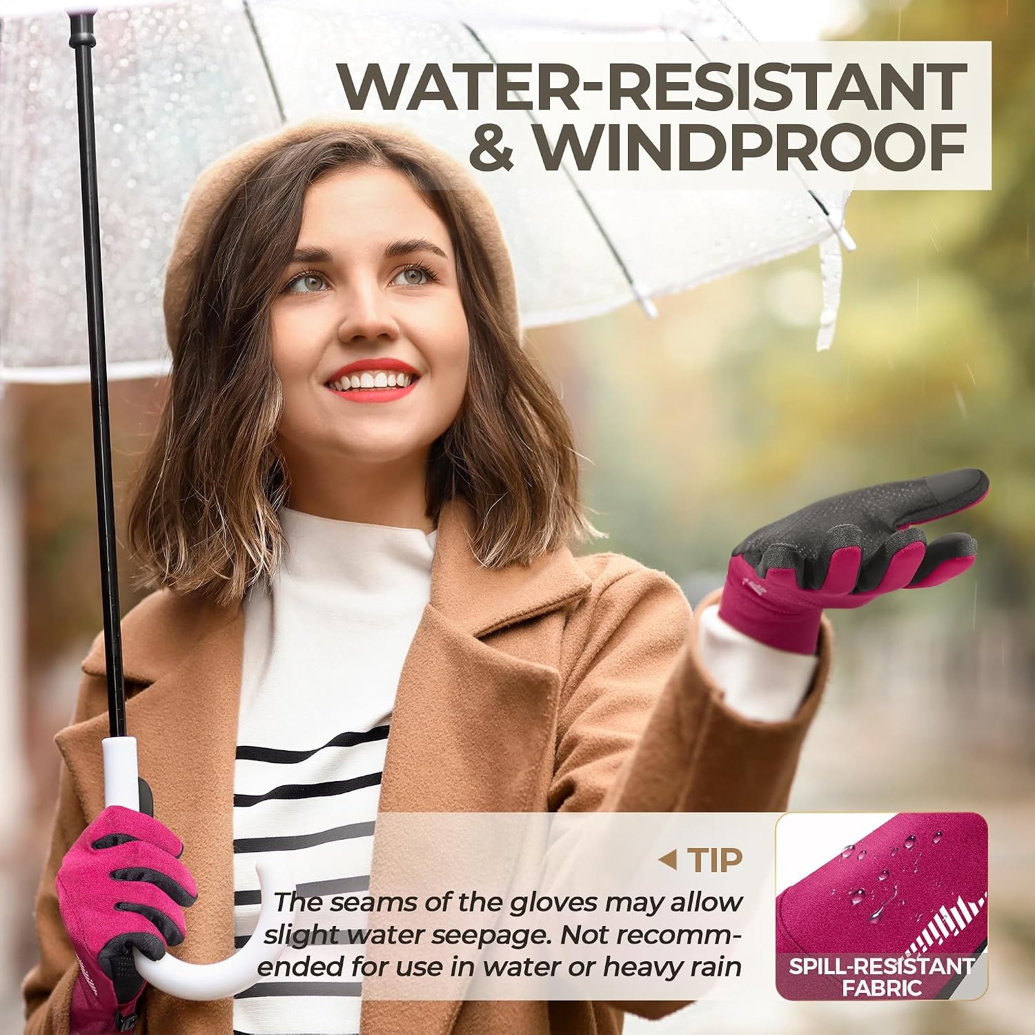 image:imageSIMARI Winter Gloves for Women TouchScreen WaterResistant Warm Thermal Gloves for Cold Weather Running Hiking DrivingRuby Wine