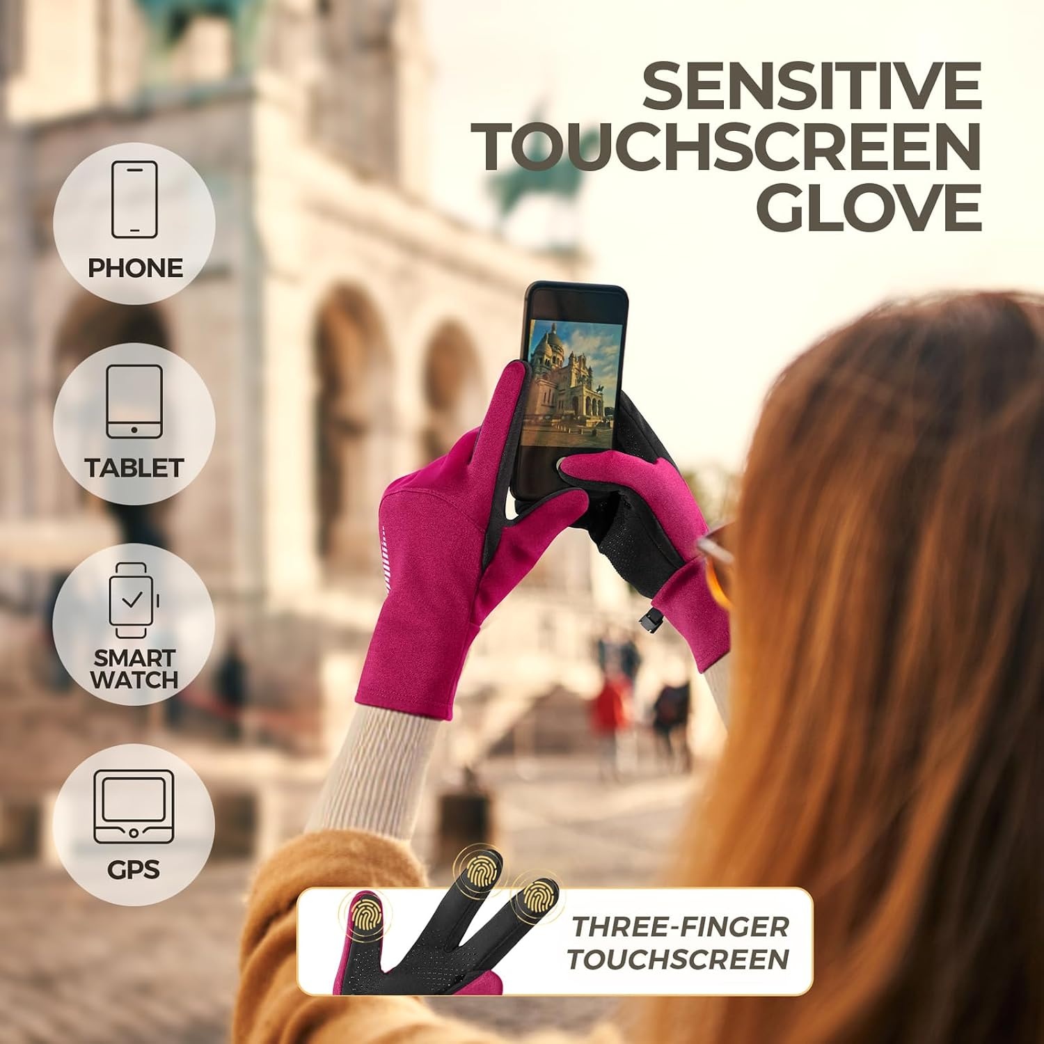 image:imageSIMARI Winter Gloves for Women TouchScreen WaterResistant Warm Thermal Gloves for Cold Weather Running Hiking DrivingRuby Wine